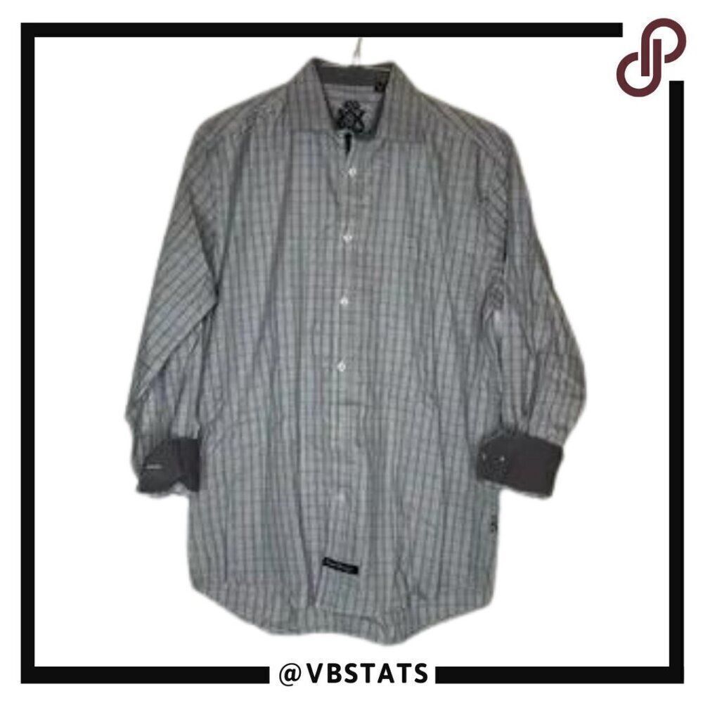 English Laundry Brown-Gray-Tan LS‎ Button Down in Size 16/34-35 All Cotton